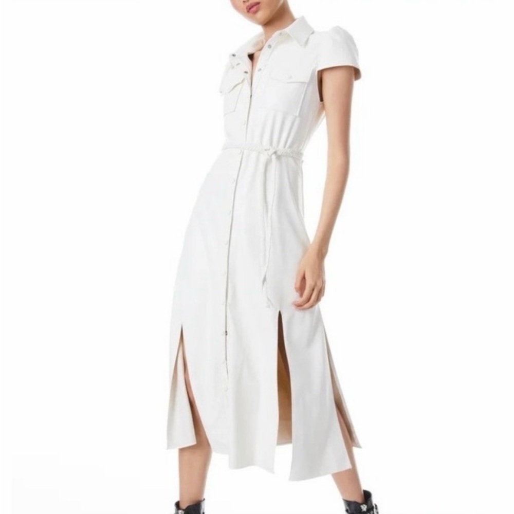 Alice + Olivia Ivory Midi Dress with Braided Belt